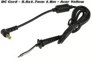 Лаптоп кабел DC CORD 5.5x1.7mm 1.8m (Acer) Yellow / Blue / Black