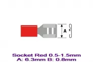    Socket Red 0.5-1.5mm A:6.3mm B:0.8mm .10