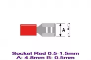    Socket Red 0.5-1.5mm A:4.8mm B:0.5mm .10