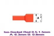 Конектор кабелна обувка Iso-Socket Red 0.5-1.5mm A:6.3 B:0.8mm Оп.10бр