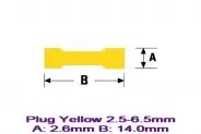 Конектор кабелна обувка Plug Yellow 2.5-6.5mm A:2.6mm B:14.0mm Оп.10бр