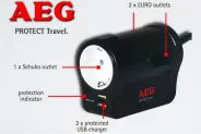 Разклонител 1+2 гнезда защита 2x USB (AEG Protect Travel Surge Protector)
