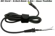 Лаптоп кабел DC CORD 5.5x2.5mm 1.5m (Asus Toshiba MSI Gigabyte) Quality