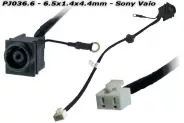 DC Power Jack PJ036.6 6.5x1.4x4.4mm w/cable 14 (Sony Vaio)