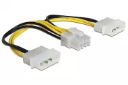 Кабел Cable 2x 4Pin Molex (M) to 8Pin PCI-E (M) 15cm (Power to VGA)