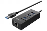 Adapter USB 3.0 to 4Port HUB USB 3.0 + LAN Gigabit (Orico HR01-U3-V1-BK-BP)