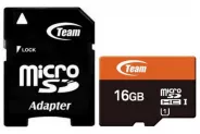 Флаш Памет SDHC  16GB Flash Card (TEAM micro 1xAdapter UHS-I Class 10)