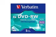 DVD-RW 4.7GB 120min 4x Rewritable Verbatim (кут. 10mm за 1бр.)