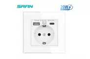 USB Wall Socket Type-C Fast Charging max 20W (SRAN Wall Socket 220V 16A)