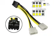  Cable 2x 4Pin Molex (M) to 8Pin PCI-E (M) 15cm (Power to VGA)