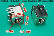  DC Power Jack PJ010 5.5x2.5mm (Acer Toshiba HP Asus IBM)