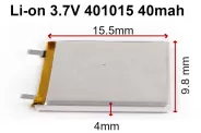  Li-ion battery 3.7V 40mAh (Li-On 401015) mini