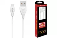  USB 2.0 A to 5pin micro-B 1.0m (DeTech DE-24M) Flat White Charge 2A